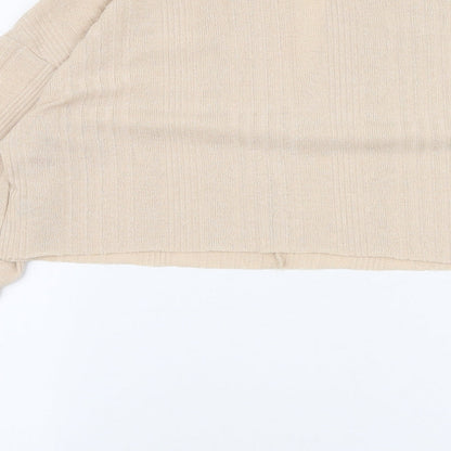 SheIn Womens Beige V-Neck  Polyester Pullover Jumper Size M