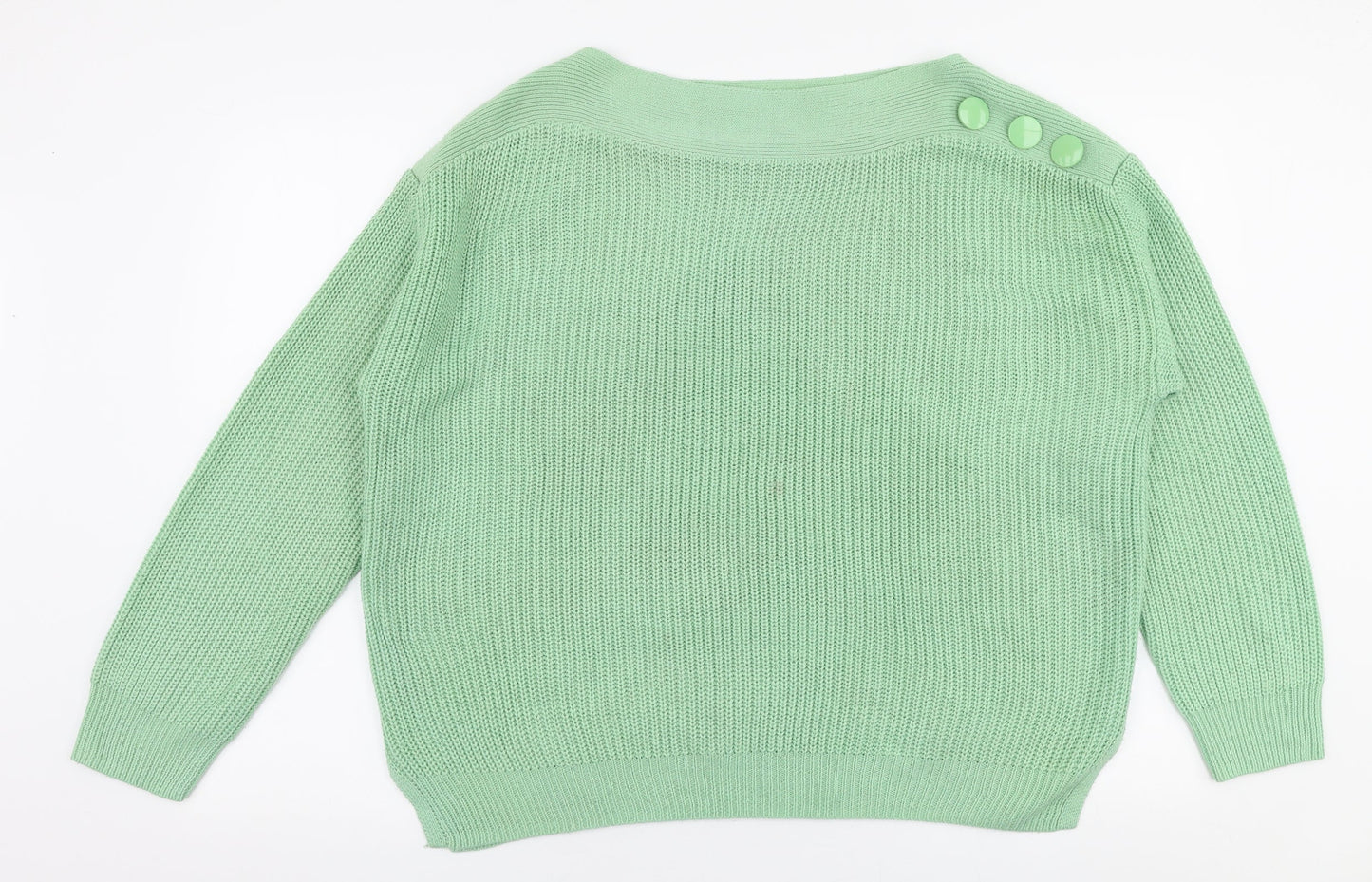George Womens Green Boat Neck  Acrylic Pullover Jumper Size L