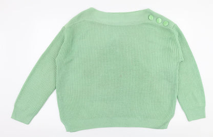 George Womens Green Boat Neck  Acrylic Pullover Jumper Size L