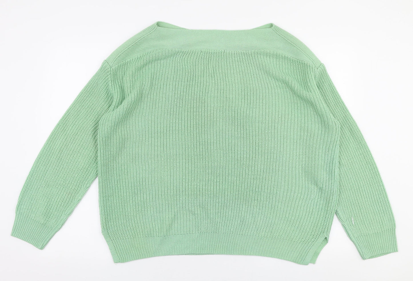 George Womens Green Boat Neck  Acrylic Pullover Jumper Size L
