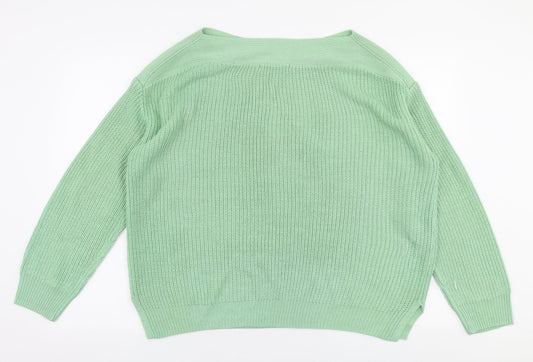 George Womens Green Boat Neck  Acrylic Pullover Jumper Size L
