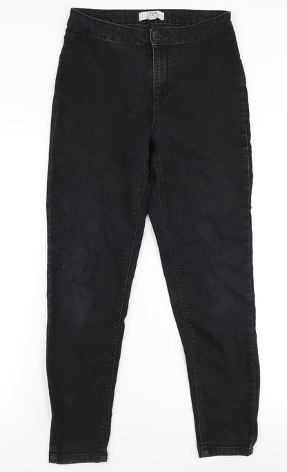 Dorothy Perkins Womens Black  Cotton Skinny Jeans Size 12 L27 in Slim Zip