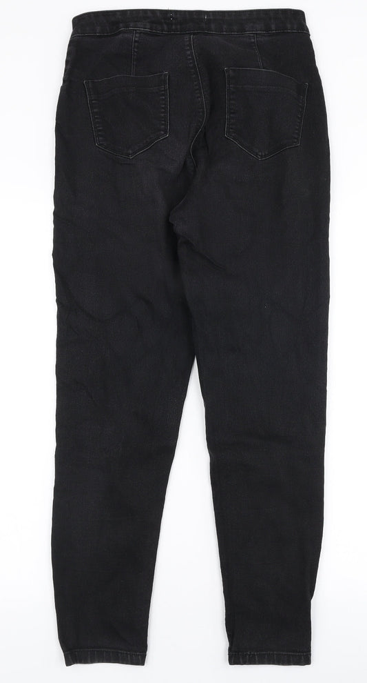Dorothy Perkins Womens Black  Cotton Skinny Jeans Size 12 L27 in Slim Zip