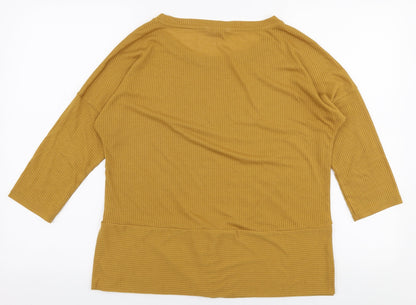 Marks and Spencer Womens Yellow  Polyester Jersey T-Shirt Size M Round Neck