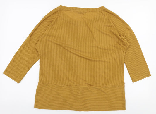 Marks and Spencer Womens Yellow  Polyester Jersey T-Shirt Size M Round Neck