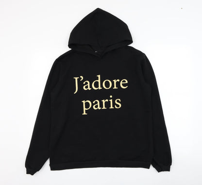 Portobello Womens Black  Cotton Pullover Hoodie Size 16  Pullover - J'adore Paris