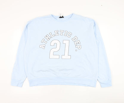Topshop Womens Blue  Cotton Pullover Sweatshirt Size L  Pullover - Athletic Dept.