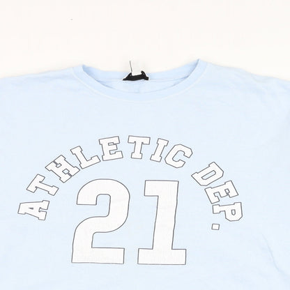 Topshop Womens Blue  Cotton Pullover Sweatshirt Size L  Pullover - Athletic Dept.