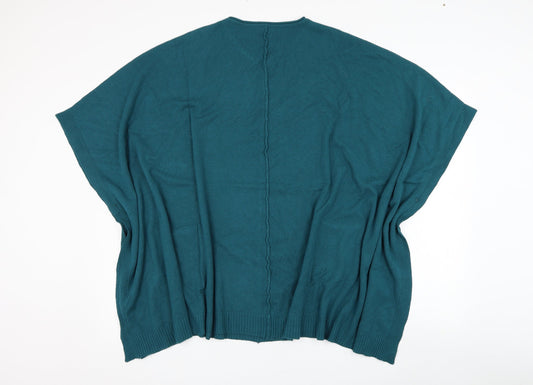 M & V Womens Green Round Neck  Polyester Cape Jumper Size L