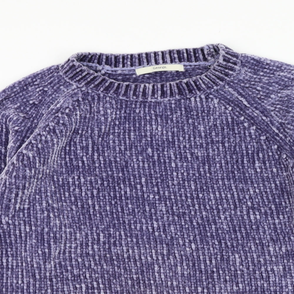 George Womens Blue Round Neck  Polyester Pullover Jumper Size 8