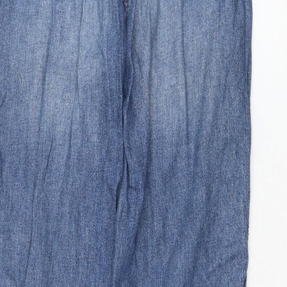 Matalan Girls Blue  Cotton Straight Jeans Size 12 Years  Regular Zip - Distressed