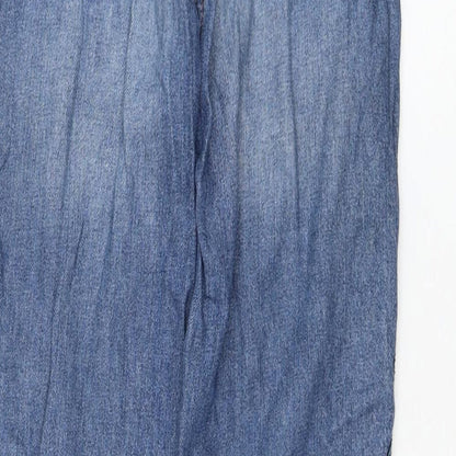 Matalan Girls Blue  Cotton Straight Jeans Size 12 Years  Regular Zip - Distressed
