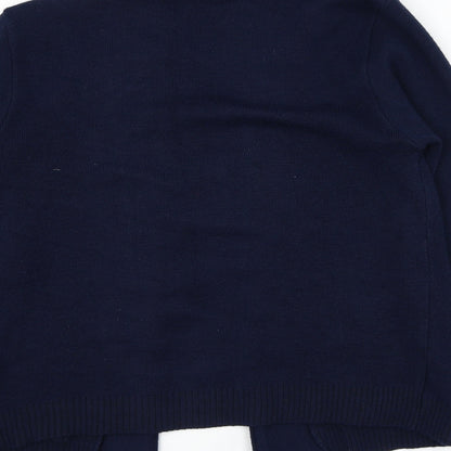 Just Elegance Womens Blue Square Neck  Acrylic Cardigan Jumper Size M