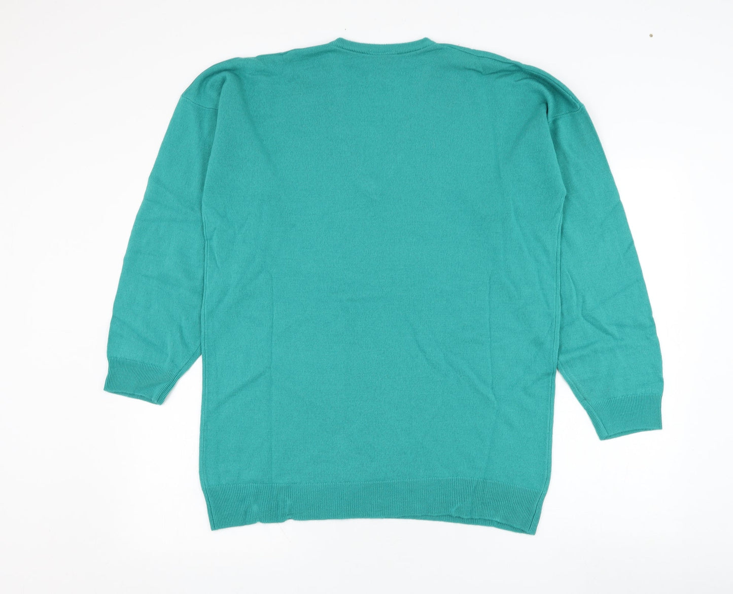 Marks and Spencer Mens Green V-Neck  Acrylic Pullover Jumper Size L