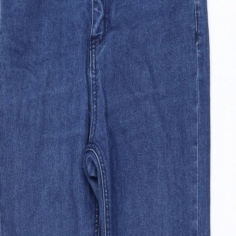 Boohoo Womens Blue  Cotton Skinny Jeans Size 8 L28 in Regular Zip