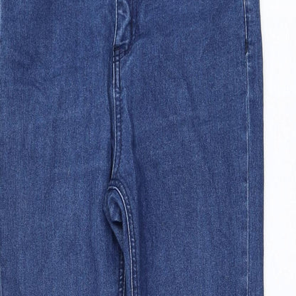 Boohoo Womens Blue  Cotton Skinny Jeans Size 8 L28 in Regular Zip
