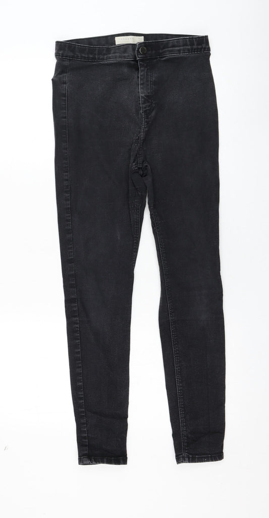 Topshop Womens Black  Cotton Skinny Jeans Size 30 in L32 in Regular Zip