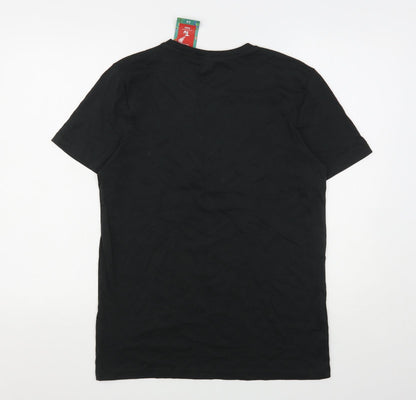 TU Mens Black  Cotton  T-Shirt Size S Round Neck  - Christmas