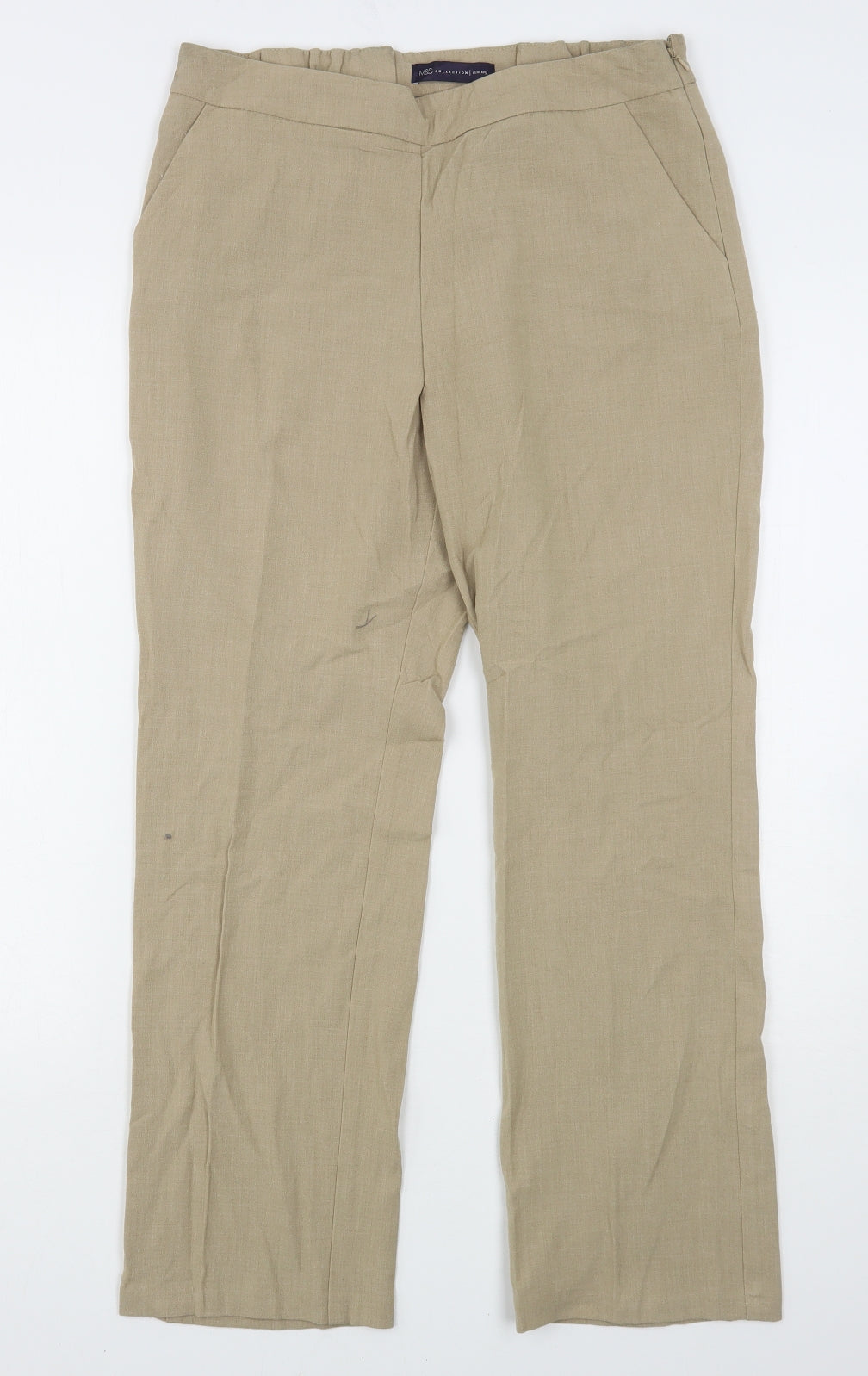 Womens UK Size 12 Marks and Spencer Slim Fit  Beige Trousers