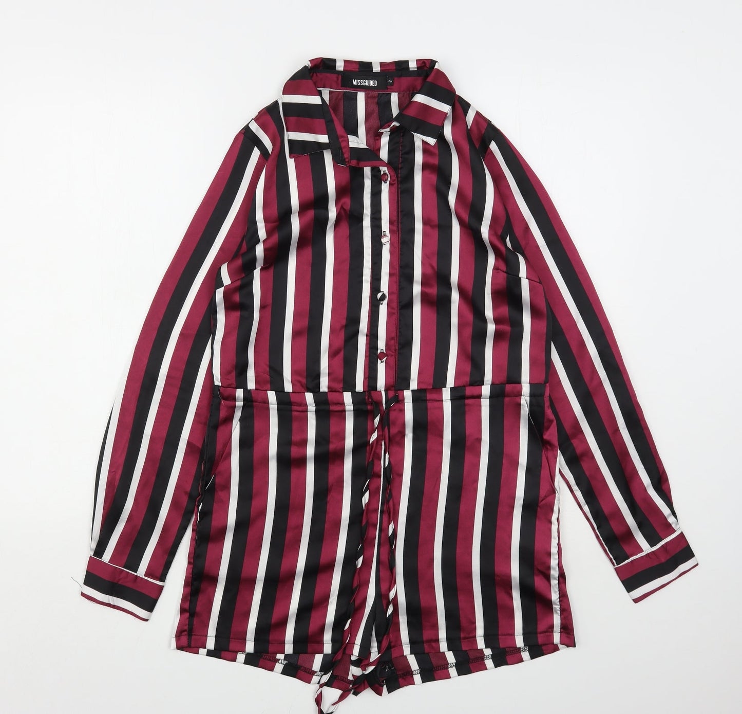 Missguided Womens Multicoloured Striped Polyester Playsuit One-Piece Size 6 L3 in