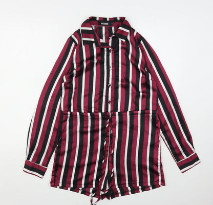 Missguided Womens Multicoloured Striped Polyester Playsuit One-Piece Size 6 L3 in
