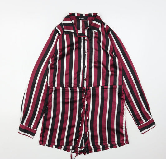 Missguided Womens Multicoloured Striped Polyester Playsuit One-Piece Size 6 L3 in