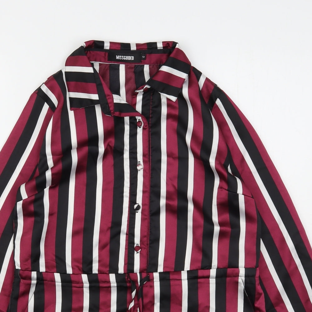 Missguided Womens Multicoloured Striped Polyester Playsuit One-Piece Size 6 L3 in