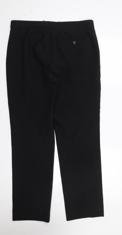 Matalan Mens Black  Polyester Trousers  Size 32 in L29 in Regular Zip