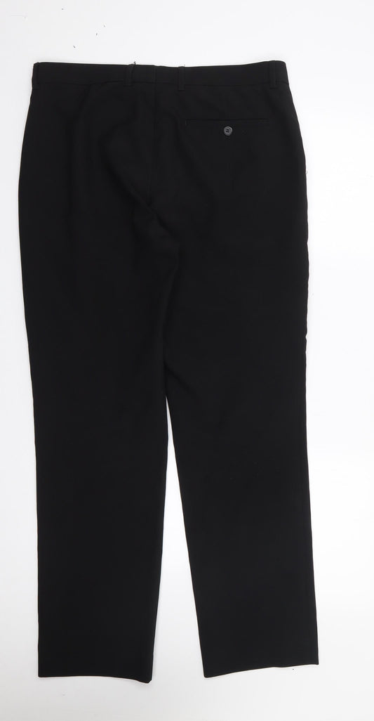 Matalan Mens Black  Polyester Trousers  Size 32 in L29 in Regular Zip