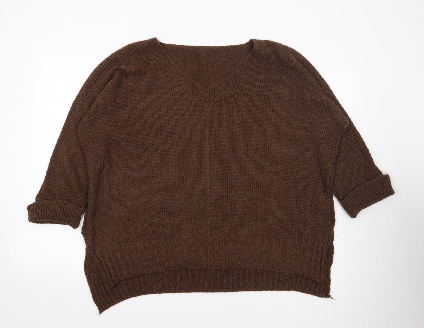 Womens UK Size L Preworn Brown Pullover Jumper
