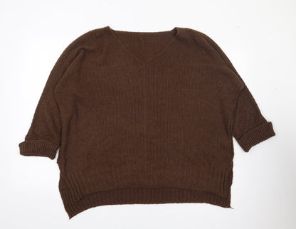 Womens UK Size L Preworn Brown Pullover Jumper