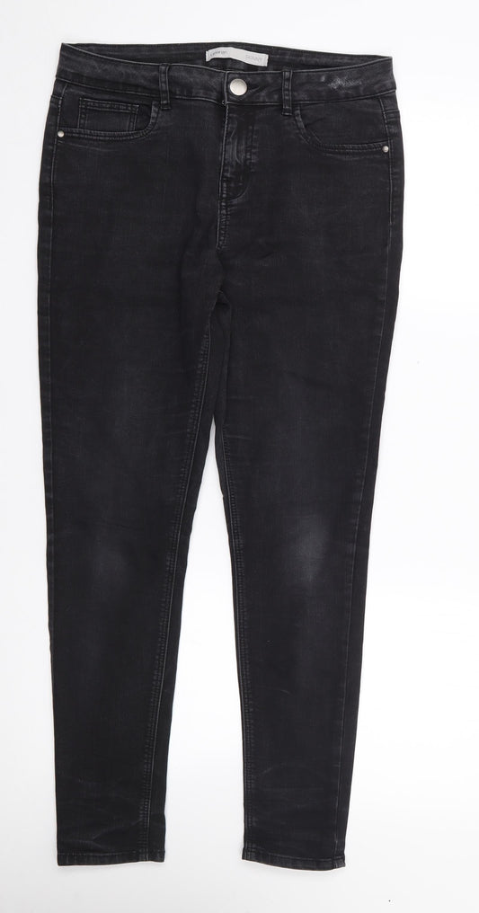 George Womens Black  Cotton Skinny Jeans Size 12 L28 in Regular Zip