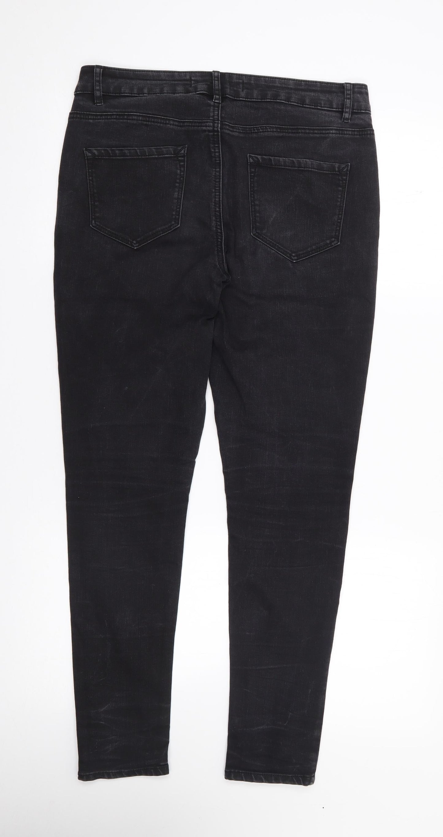 George Womens Black  Cotton Skinny Jeans Size 12 L28 in Regular Zip