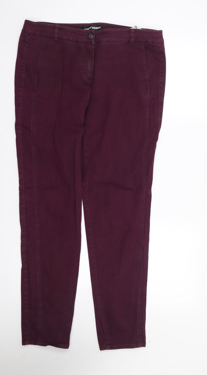 Gerry Weber Womens Purple  Cotton Straight Jeans Size 14 L29 in Regular Zip