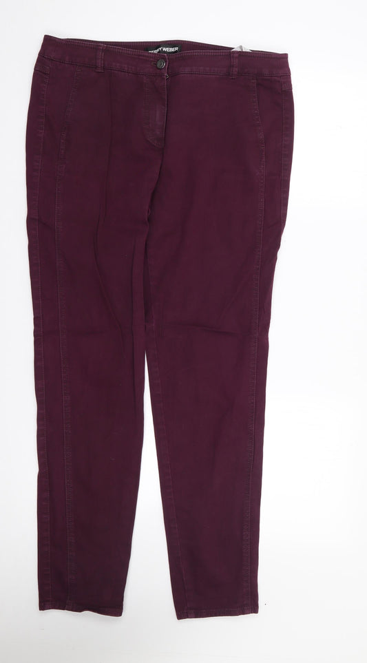 Gerry Weber Womens Purple  Cotton Straight Jeans Size 14 L29 in Regular Zip