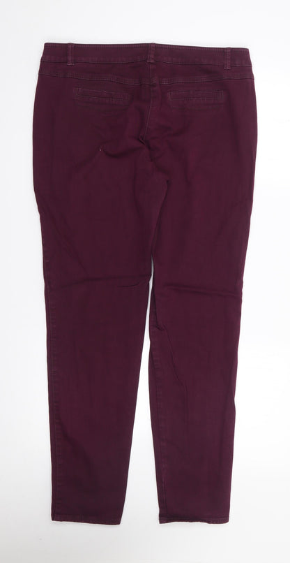 Gerry Weber Womens Purple  Cotton Straight Jeans Size 14 L29 in Regular Zip