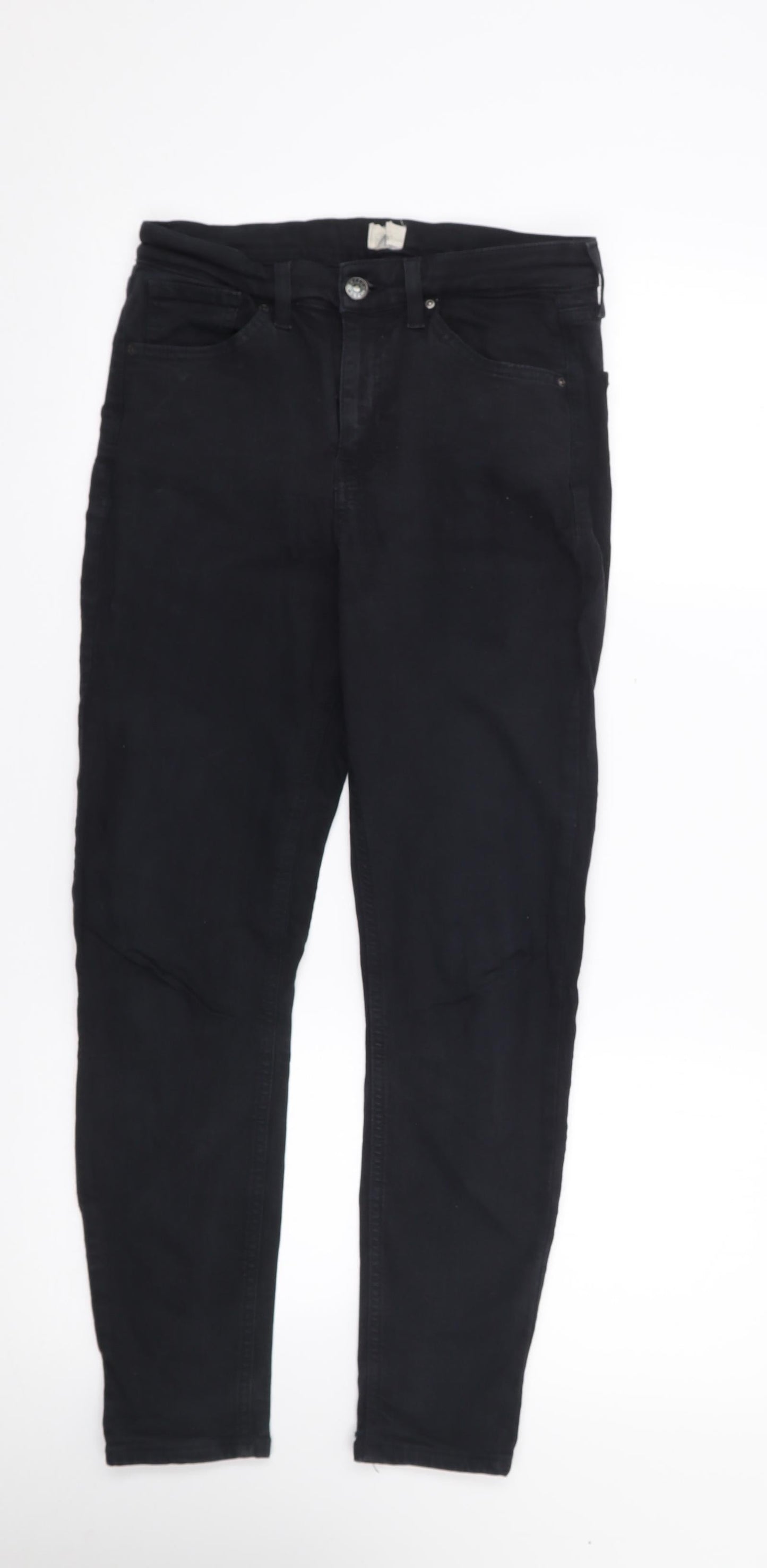 Topshop Womens Black  Cotton Skinny Jeans Size 28 in L26 in Regular Zip