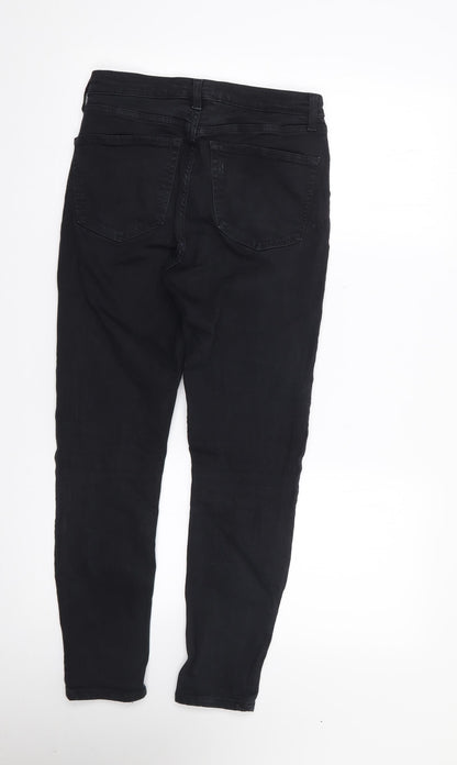 Topshop Womens Black  Cotton Skinny Jeans Size 28 in L26 in Regular Zip