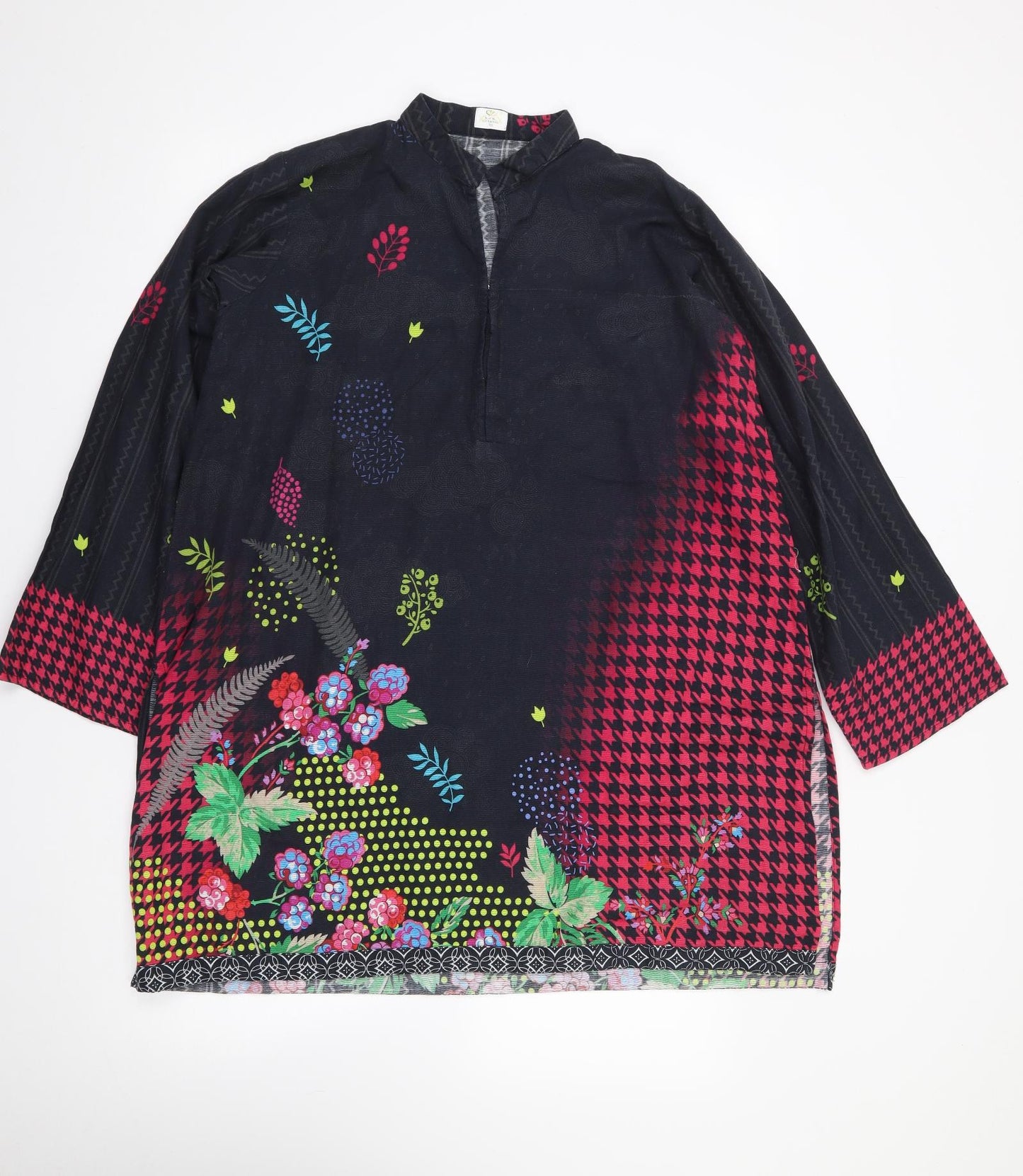 So Kamal Womens Multicoloured Floral Polyester Tunic Blouse Size M V-Neck