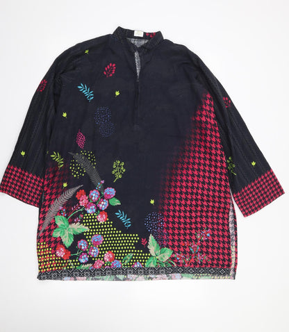 So Kamal Womens Multicoloured Floral Polyester Tunic Blouse Size M V-Neck