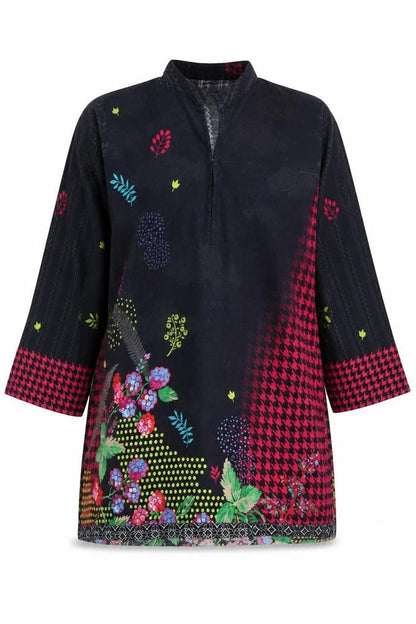 So Kamal Womens Multicoloured Floral Polyester Tunic Blouse Size M V-Neck