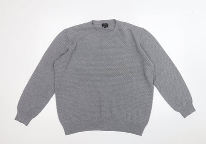 Easy Mens Grey Round Neck  Acrylic Pullover Jumper Size L