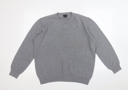 Easy Mens Grey Round Neck  Acrylic Pullover Jumper Size L
