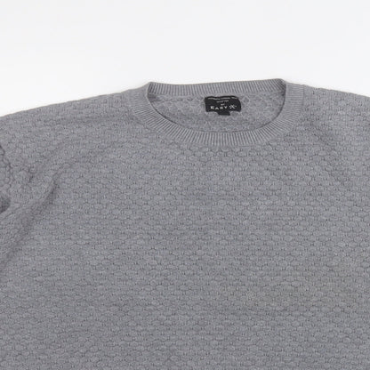 Easy Mens Grey Round Neck  Acrylic Pullover Jumper Size L