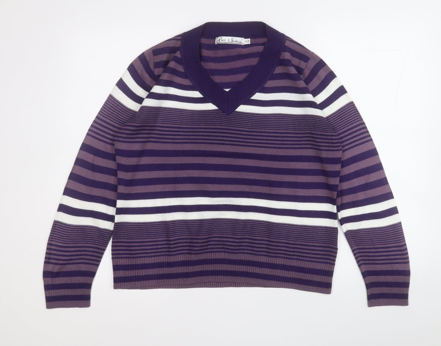 Womens UK Size 18 Pure and Natural Purple Pullover Jumper