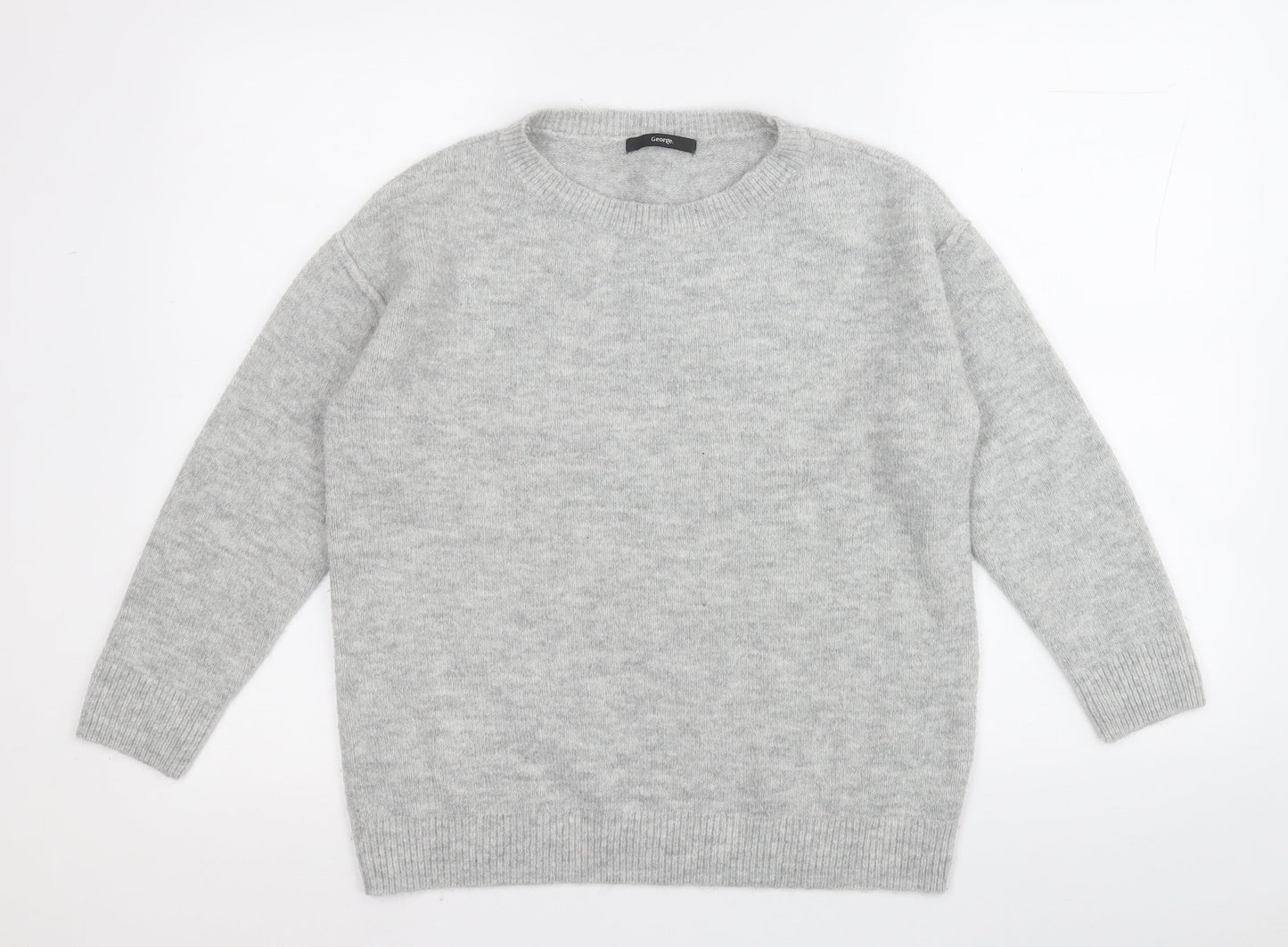 George Womens Grey Round Neck  Acrylic Pullover Jumper Size 12