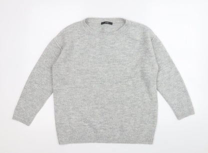 George Womens Grey Round Neck  Acrylic Pullover Jumper Size 12