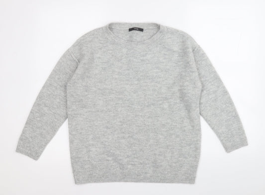 George Womens Grey Round Neck  Acrylic Pullover Jumper Size 12