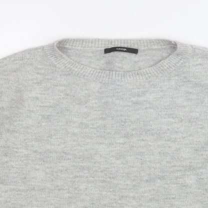 George Womens Grey Round Neck  Acrylic Pullover Jumper Size 12
