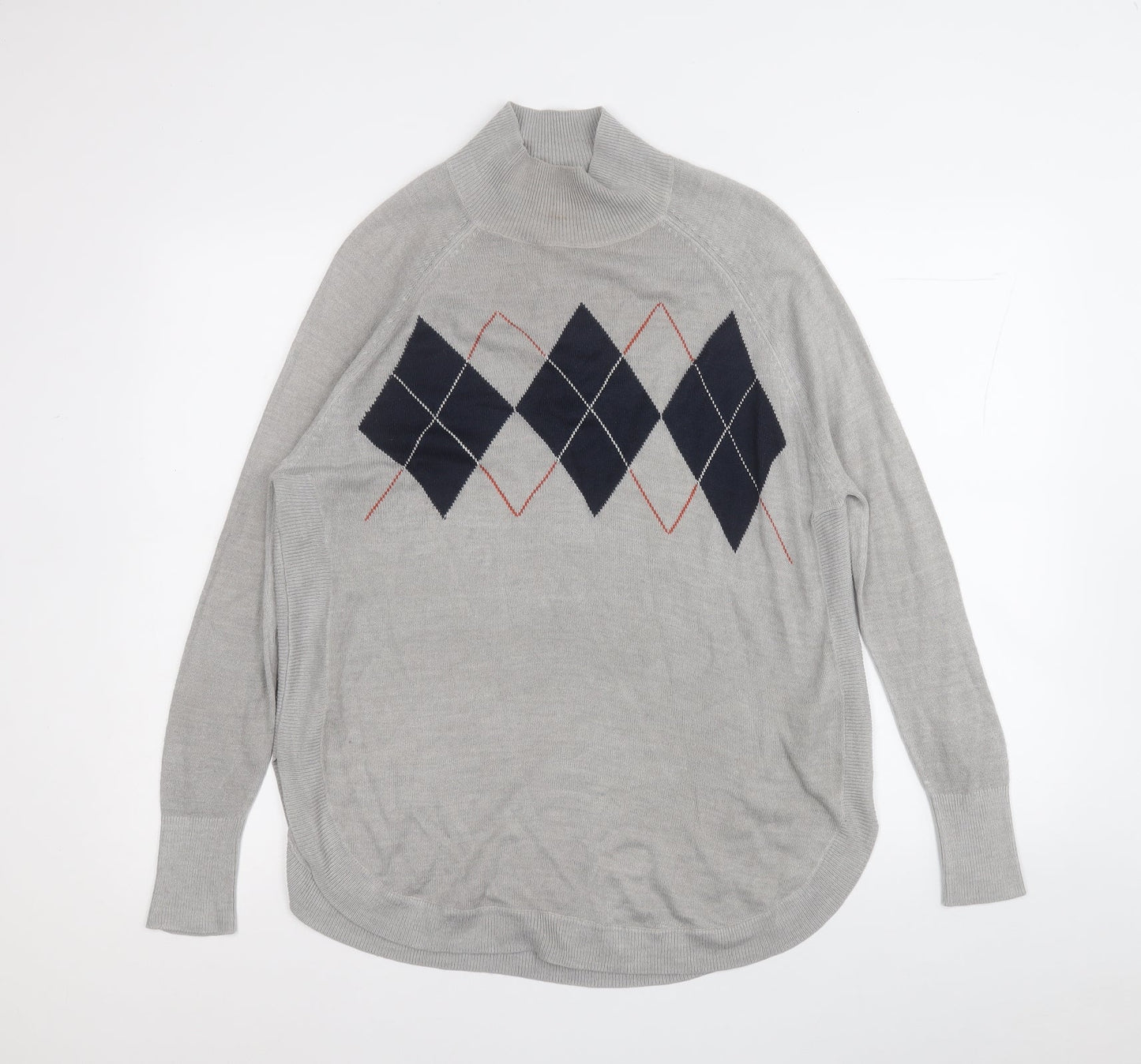 Marks and Spencer Mens Grey Mock Neck  Acrylic Pullover Jumper Size S